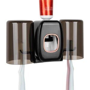 Wall Mounted Toothbrush Holder with Cover Self Adhesive Bathroom Organizer Cups